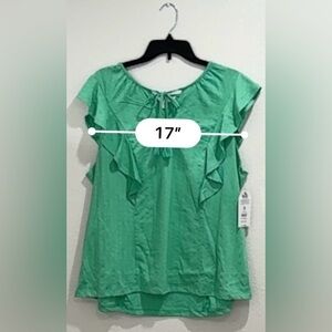Green Ruffle Sleeve Women's Top